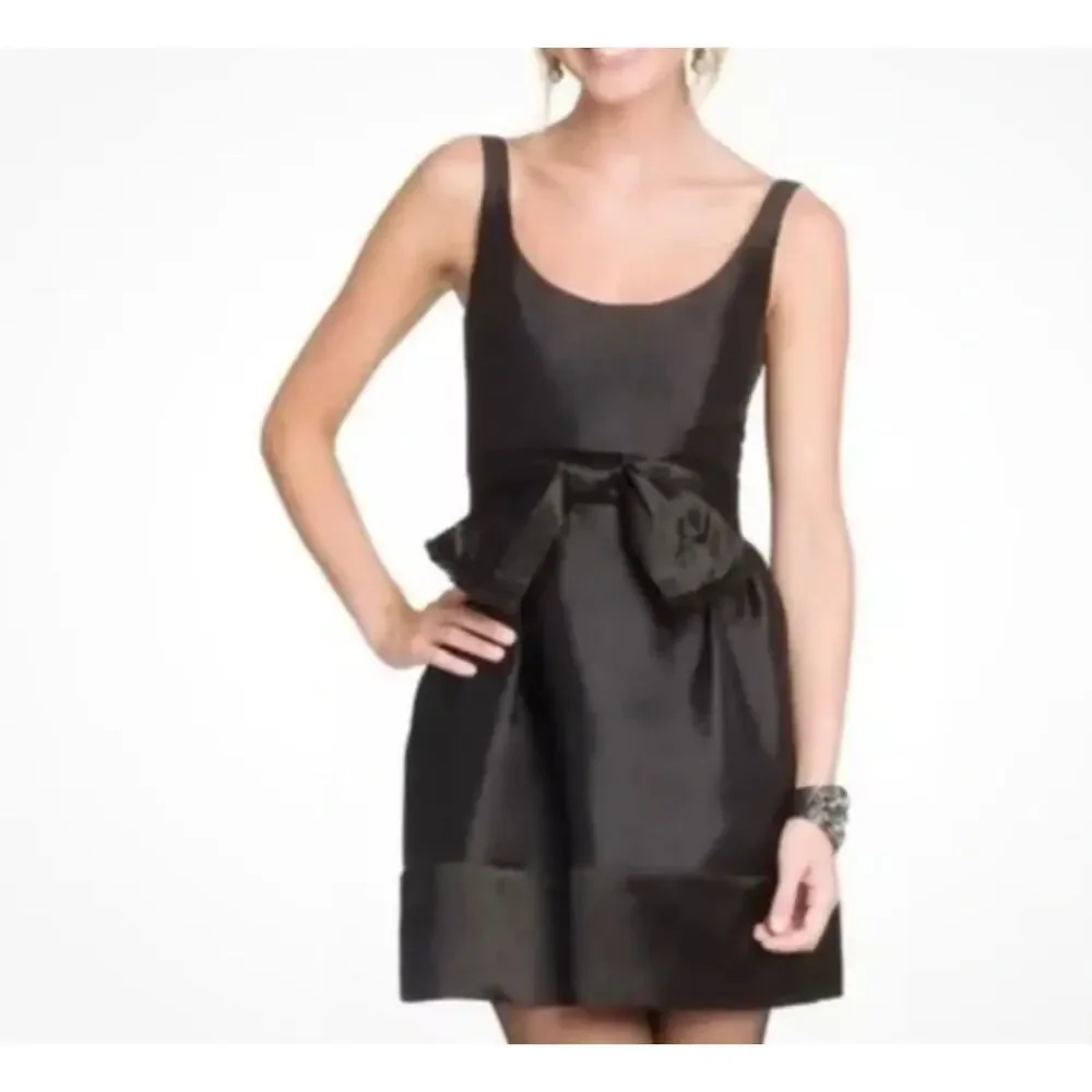 Milly Of New York Womens Party Mini Dress Size 2 Bow Silk Blend Satin Black - Picture 2 of 9